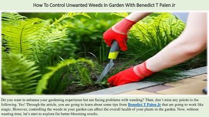 How To Control Unwanted Weeds In Garden With Benedict T Palen Jr