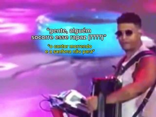 fã atira celular em Léo Santana e acerta parte íntima do cantor