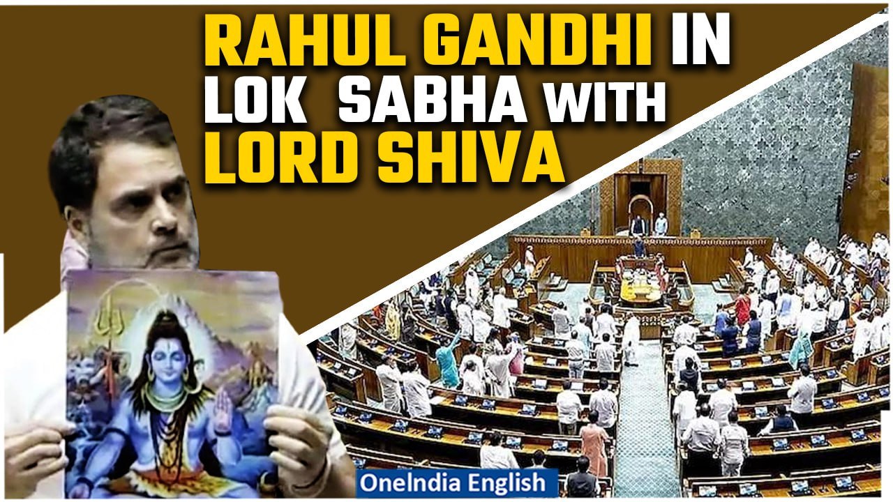 Watch: Rahul Gandhi shows image of Lord Shiva in Lok Sabha, Speaker objects, BJP Panics Parliament