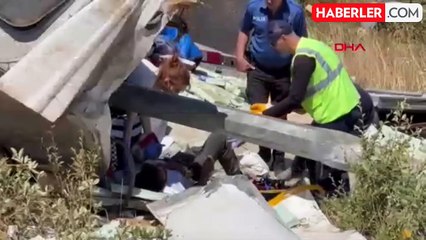 Kuzey Marmara Otoyolu'nda Kamyon Devrildi, 2 Kişi Yaralandı