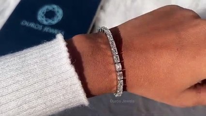 Emerald Cut Lab Diamond Tennis Bracelet | Ouros Jewels