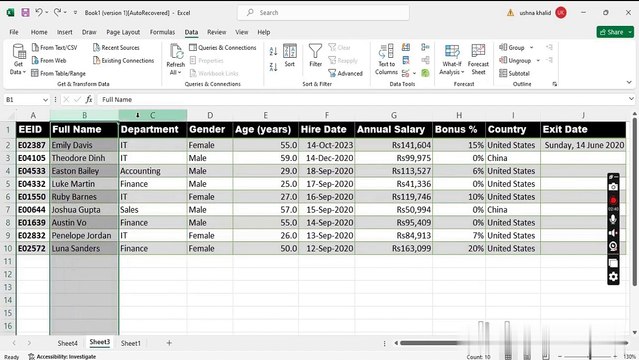 MS Excel _ Split text into multiple columns _ Sorting and Filtering Data