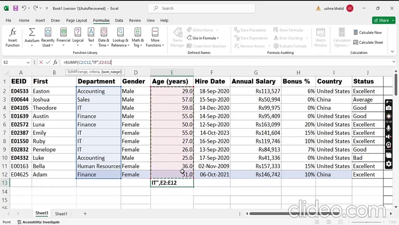 MS Excel _ Use of SUMIF, SUMIFS, AVERAGEIF, and AVERAGEIFS functions