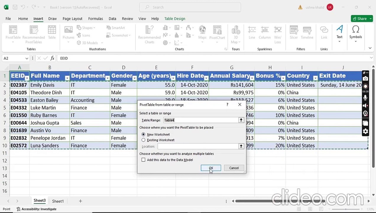 MS Excel _ Style as Table _ Pivot Tables _ Pivot Charts