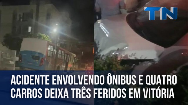 Acidente envolvendo ônibus e quatro carros deixa três feridos em Vitória