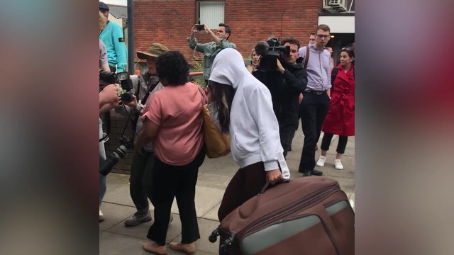 Linda de Sousa Abreu leaving court after being granted bail