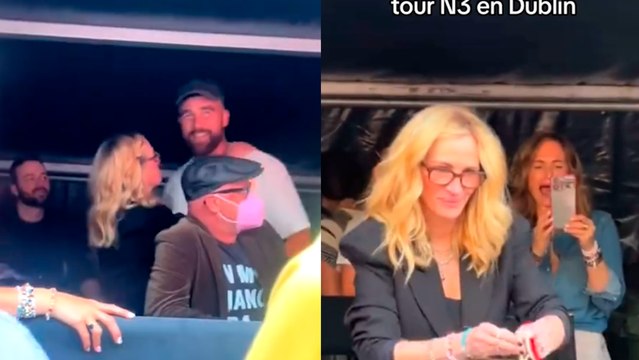 Julia Roberts es duramente criticada por 'manosear' a Travis Kelce en pleno concierto de Taylor Swift en Dublín
