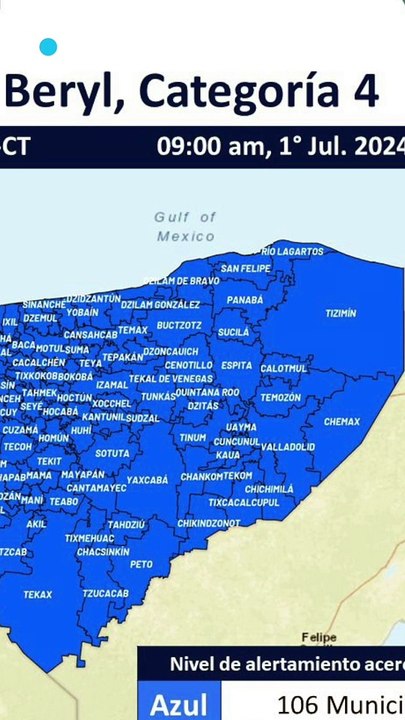 Alerta azul por Huracán Beryl