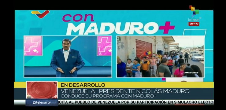 Presidente Nicolás Maduro felicita a teleSUR por cobertura en simulacro electoral