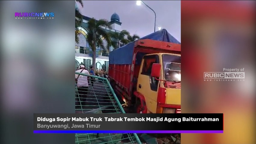 Diduga Sopir Mabuk Truk Mitsubishi Tabrak Tembok Masjid Agung Baiturrahman dan Tiga Sepeda Motor, Ini Keterangan Kasat Lantas Polresta Banyuwangi