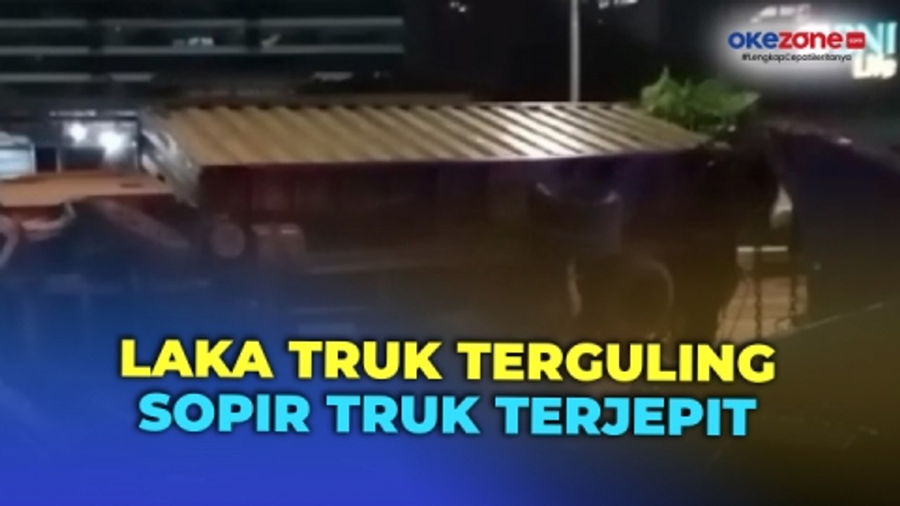 Truk Boks Tanpa Muatan Terguling di Jakarta Selatan, Sopir Terjepit