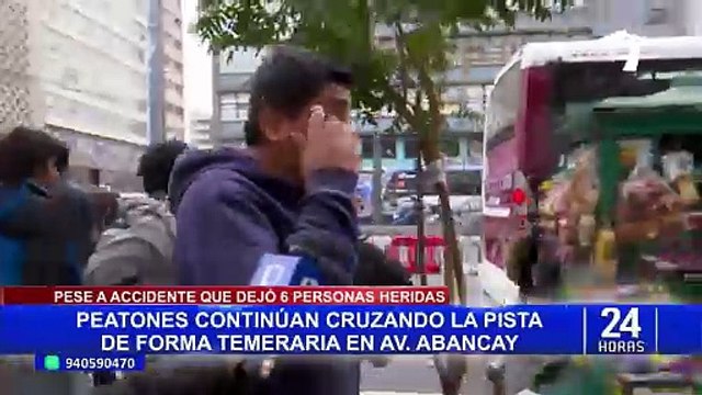 Avenida Abancay: imprudencia peatonal persiste a 10 días del accidente que dejó seis personas heridas