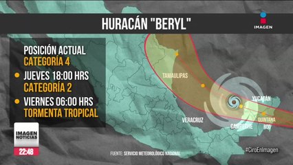 Huracán “Beryl” avanza hacia las costas de México