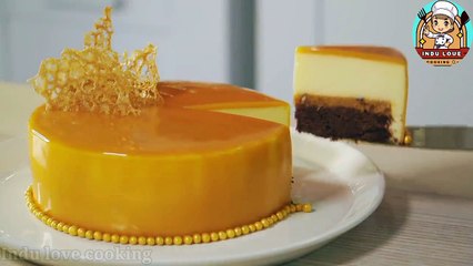 How to Create a Healthy and Delicious Caramel Mousse Cake with a Caramel Mirror. #Indulovecooking