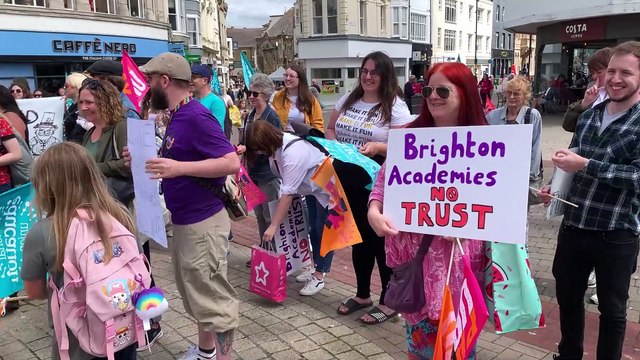 National Education Union (NEU) Teachers' Rally in Hastings Town Centre, East Sussex, on July 2 2024