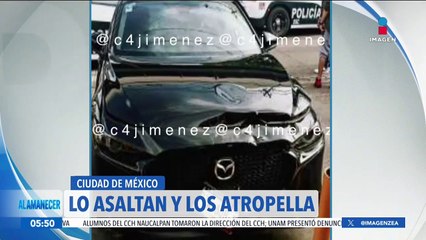 Víctima de asalto persigue a los presuntos delincuentes y los atropella