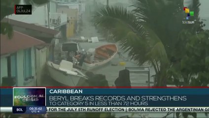 Hurricane Beryl reaches Category 5 in the eastern Caribbean Sea