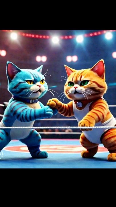 Cats wrestling