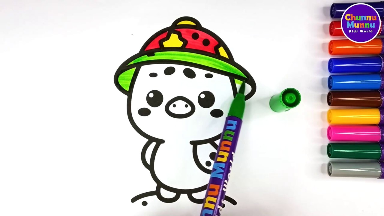 Cute Duck Painting & Coloring Page Marker Pen for Kids & Toddlers | Chunnu Munnu Kids World