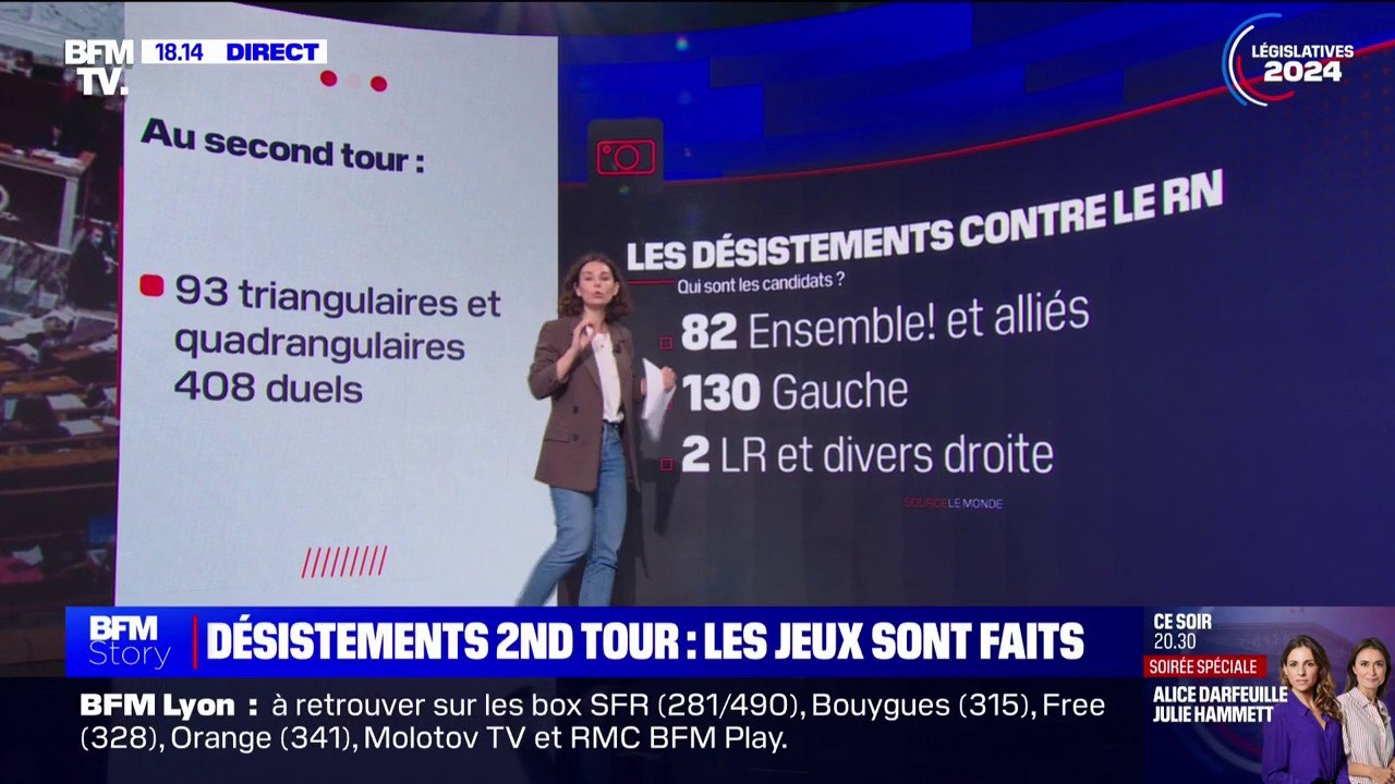 LES ÉCLAIREURS - Le décompte des désistements pour le second tour des législatives