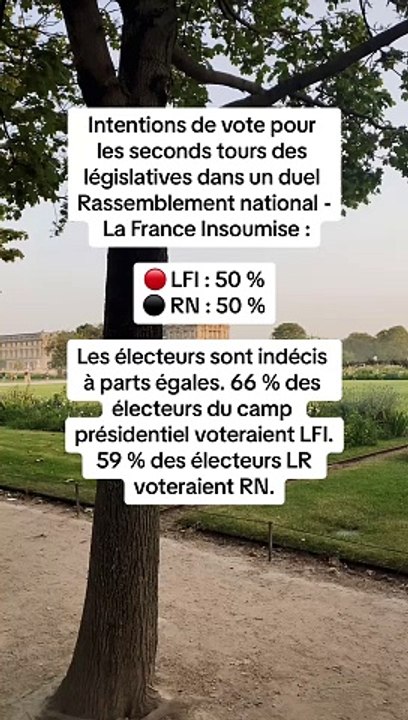 Sondage choc : Égalité parfaite entre LFI et RN pour les seconds tours des #législatives2024 !