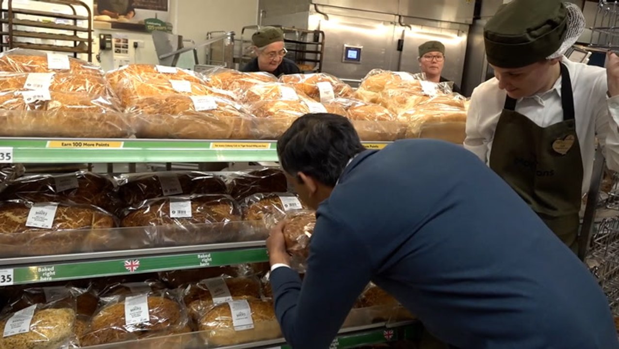Rishi Sunak stacks shelves at Morrisons days ahead of general election