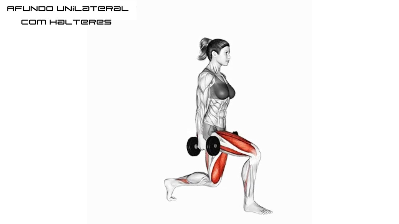 Como executar o exercício Afundo Unilateral com Halteres