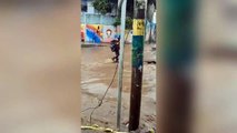 Calles inundadas en Villa Nueva complican el tránsito