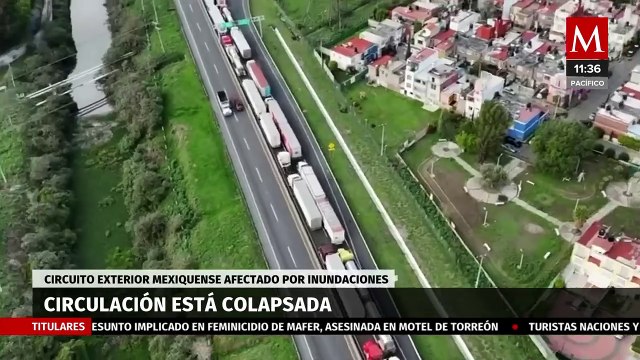 Cierran la circulación en el Circuito Exterior Mexiquense debido a las inundaciones