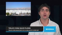 Tesla's China Sales Plunge 24% in June, as Rival BYD Closes the Gap