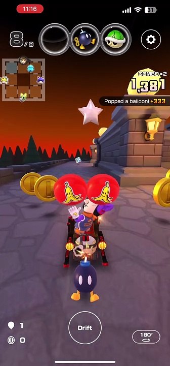 Mario Kart Tour - Banana Balloons Gameplay (Night Tour Token Shop Reward)