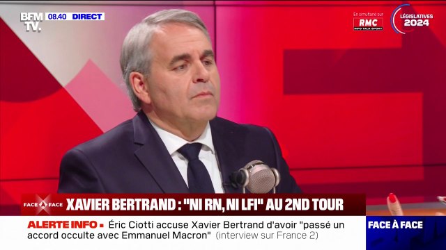 Législatives: Xavier Bertrand se dit prêt à voter blanc s'il a le choix entre le RN et LFI