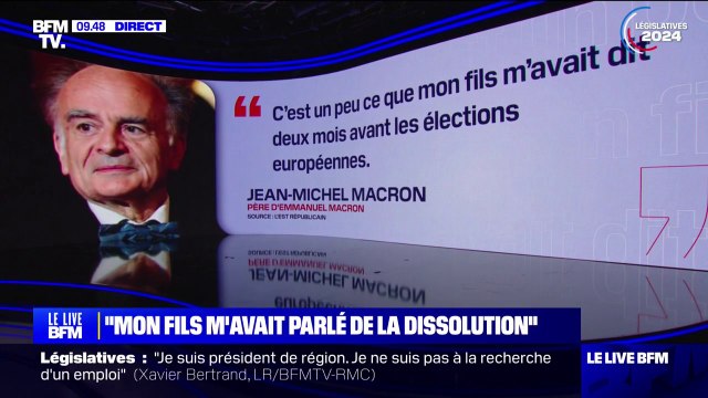 Dissolution de l'Assemblée: le père d'Emmanuel Macron assure que la décision n'est pas venue du résultat des élections européennes