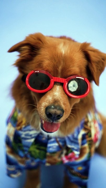 A Dog with Red Sunglasses