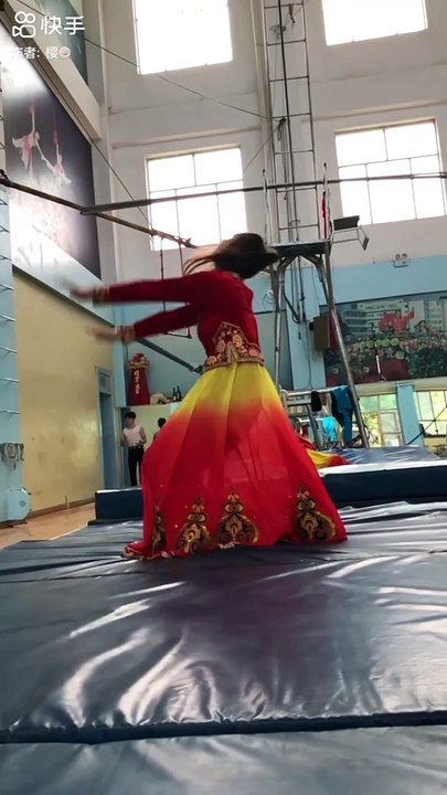 Beautiful girl jumping .