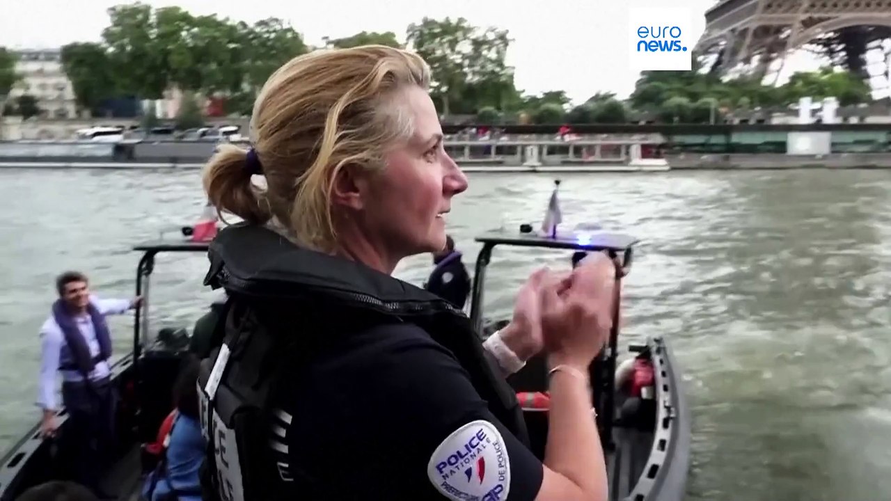 French river police practice on the Seine ahead of Olympics opening ceremony