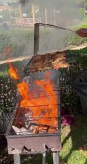 Person Spills Food While Grilling it on Fire