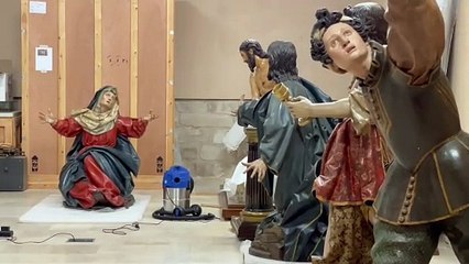 Muestra del estado de las piezas rescatadas de la Vera Cruz tras el derrumbe