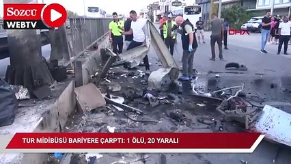 Tur midibüsü bariyere çarptı: 1 ölü, 20 yaralı