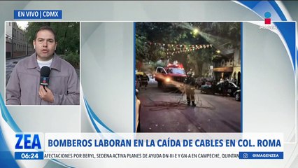 Bomberos laboran con la caída de cables en la colonia Roma, CDMX