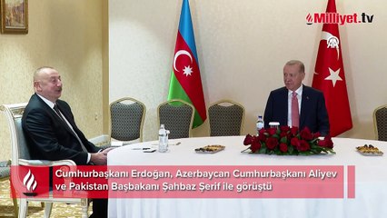 Cumhurbaşkanı Erdoğan, Aliyev ve Şerif ile üçlü toplantı yaptı