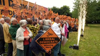 Sir Ed Davey drives away in style after campaign speech