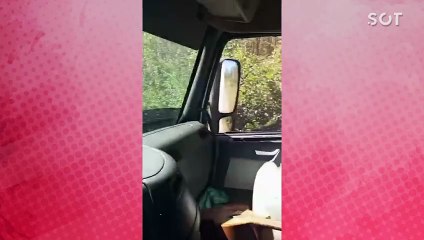 Caminhoneiro filma quase atropelamento de trabalhador em obra mal sinalizada na PR-160