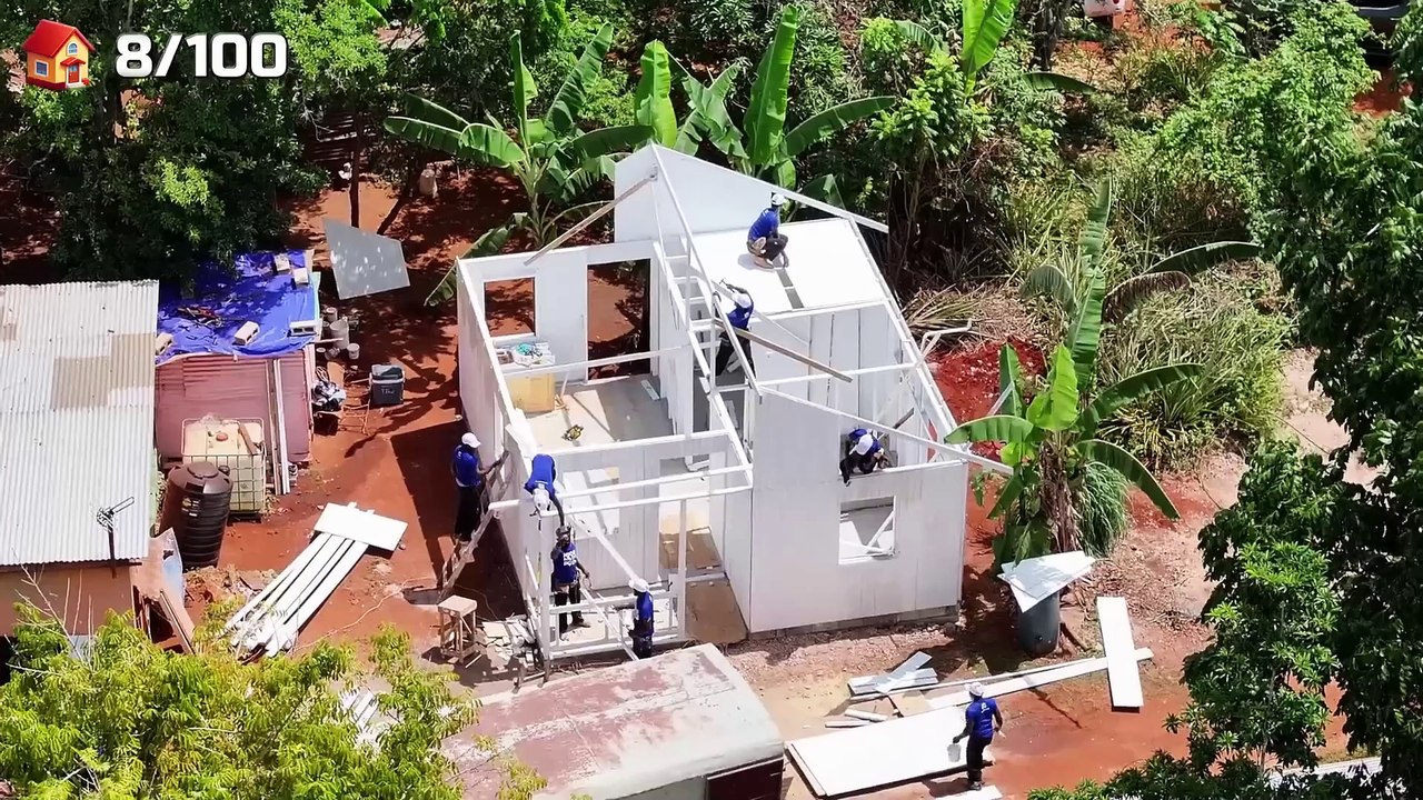 I Built 100 Houses And Gave Them Away! mrbeast