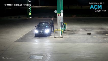 CCTV footage of an allegedly stolen car at a petrol station in Echuca.