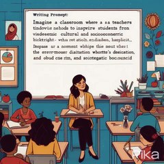 Writing_Prompt_ teacher in the class room with students druning studing