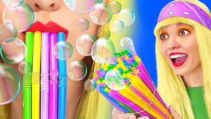 She Made A DIY Bubble Maker Out Of Straws