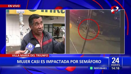 ¡Se salvó de milagro! Mujer casi es impactada por semáforo en VMT