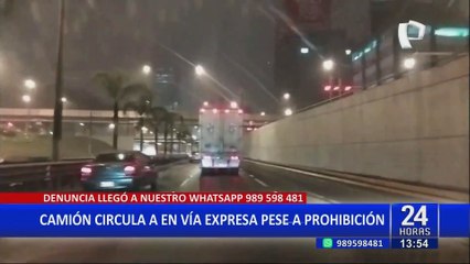 Camión de carga pesada circula por Vía Expresa pese a prohibición