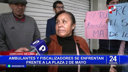 Centro de Lima: ambulantes se enfrentan a fiscalizadores durante operativo de desalojo